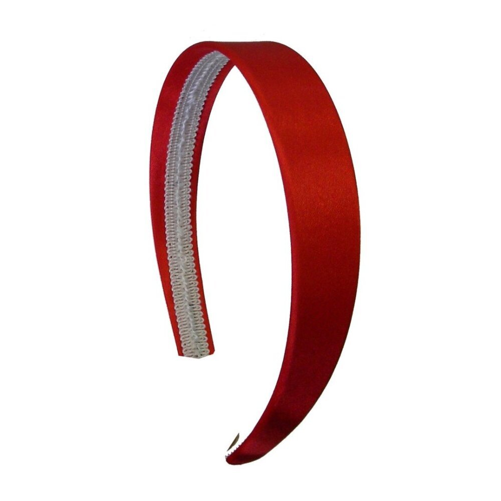 Red 1 Inch Satin Hard Headband for Women and Girls